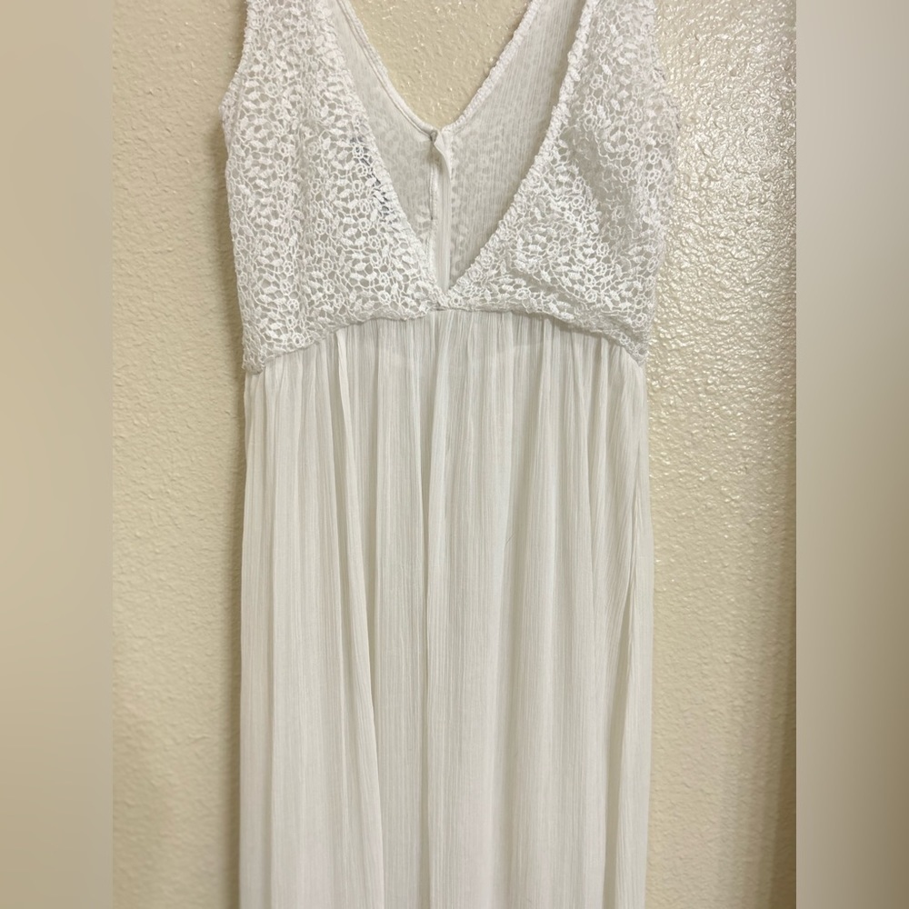 Zara Trafaluc White Crochet and Silk Sleeveless Dress - Picture 9 of 11